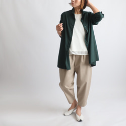 ⁂ラスト１　冬ＳＡＬＥ　上質ギマ擬麻コットン　丸襟　ロング　シャツ　背中ダーツ　ゆったり　着丈長めダークグリーンR14A 7枚目の画像