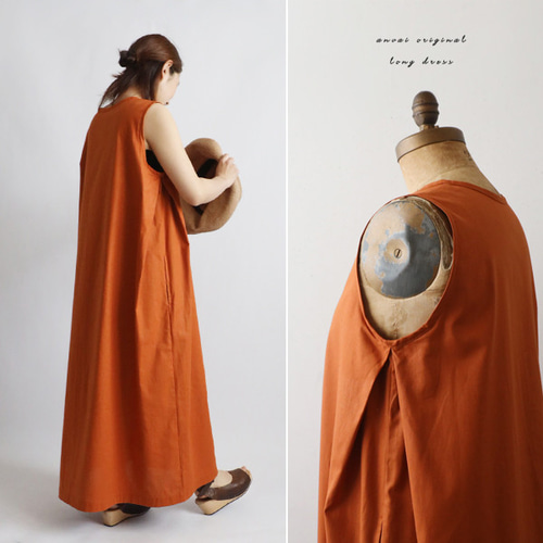 最終SALE 125cm ギマ擬麻コットン脇下タック入ロング