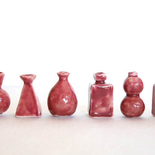 陶器 小さな 花瓶 茜色 単品】小さい ミニ花瓶 高さ4.6㎝ 一輪挿し 花