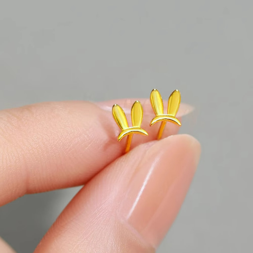 24K（両耳）K24純金兎ピアス24Kうさぎ モチーフピアス ラビット