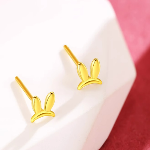 24K（両耳）K24純金兎ピアス24Kうさぎ モチーフピアス ラビット