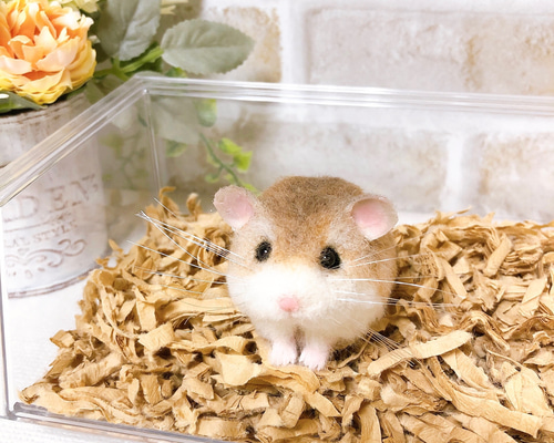 伏せ・ノーマルカラー ロボロフスキー ハムスター *羊毛フェルト* 羊毛