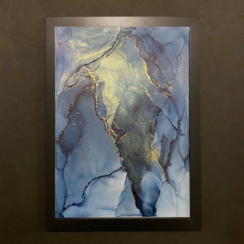 No.48 アルコールインクアート 原画 A4サイズ 絵 紺 メンズライク 絵画