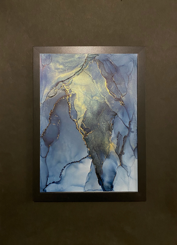 No.48 アルコールインクアート 原画 A4サイズ 絵 紺 メンズライク 絵画