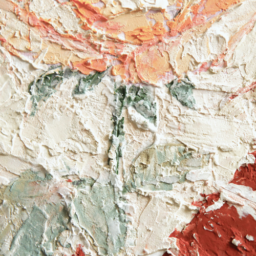 原画 バラ 強く、優しく 15㎝角 アクリル画 手描き 淡い橙色 幸せ