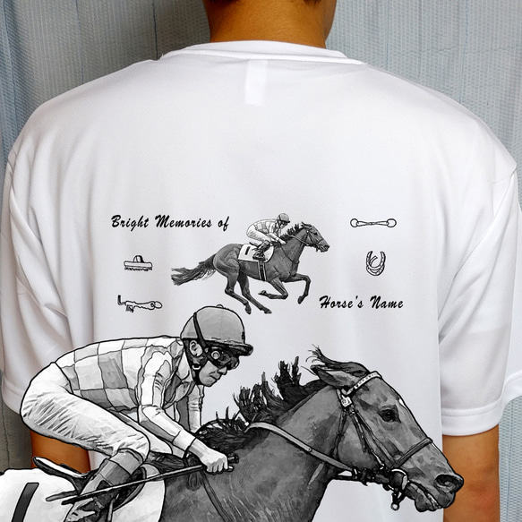 まつきページ オリジナルTシャツ オーダーメイド オーダーメイド/ドライTシャツ/オリジナル/競争馬イラスト作成/ウマ