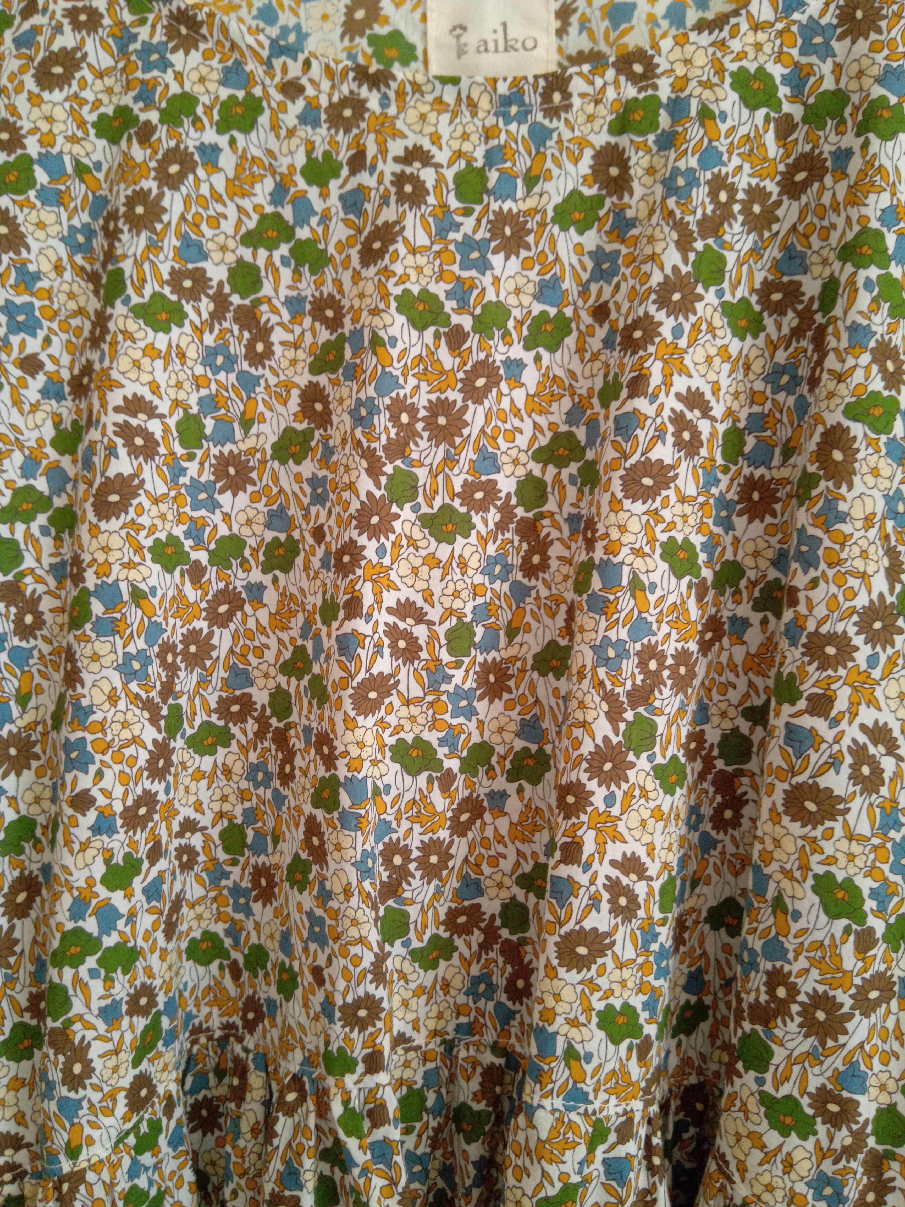 ローン花柄ワンピースオリーブカーキ