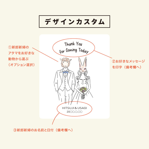＜洋装＞ラッピング付き！アニマルウエディング ドリップバック 10個〜 | 結婚式プチギフト 3枚目の画像