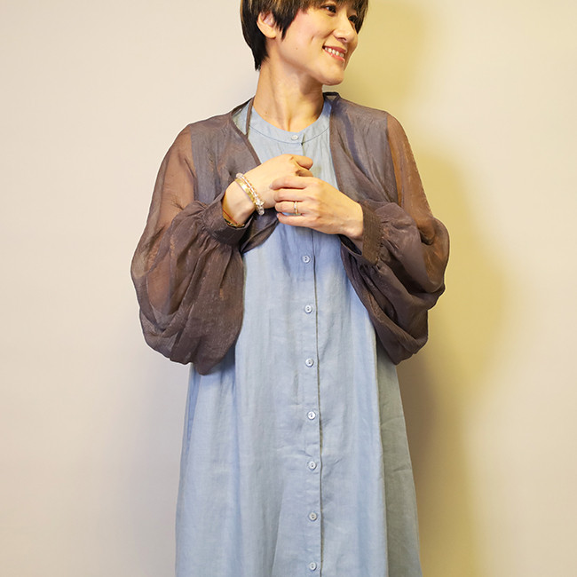 【新作】シアー感シフォン地ボレロ（黒・パープル・ベージュ）25016