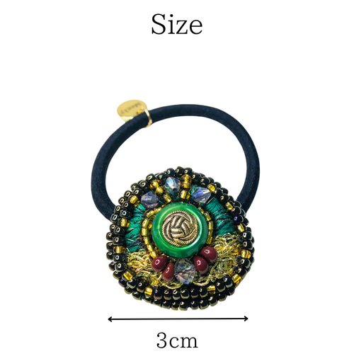 落ち着いた色合いが好きな方‼︎】エスニック ヘアゴム レッド グリーン