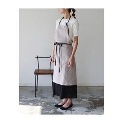 ふっくら厚さ2倍のとろみコットンダブルガーゼ×コットンリネンのシンプルなエプロン／ベージュ 6枚目の画像