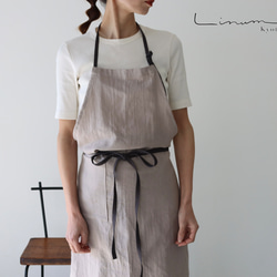 ふっくら厚さ2倍のとろみコットンダブルガーゼ×コットンリネンのシンプルなエプロン／ベージュ 8枚目の画像