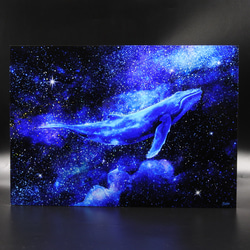 A4アートプリント『宇宙を泳ぐ子クジラ』高光沢紙/宇宙/星/額無し 版画