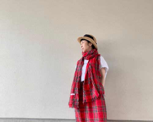 creema限定』くったり東炊きリネン大人可愛い大判タータンチェック
