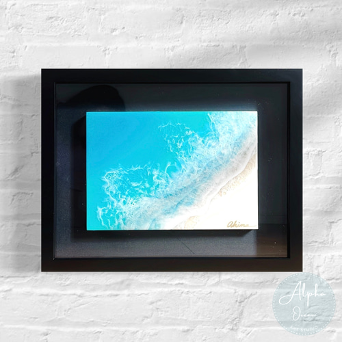 受注制作品】【ターコイズブルー】木製パネル A4〜A1、ワイドパネル 海