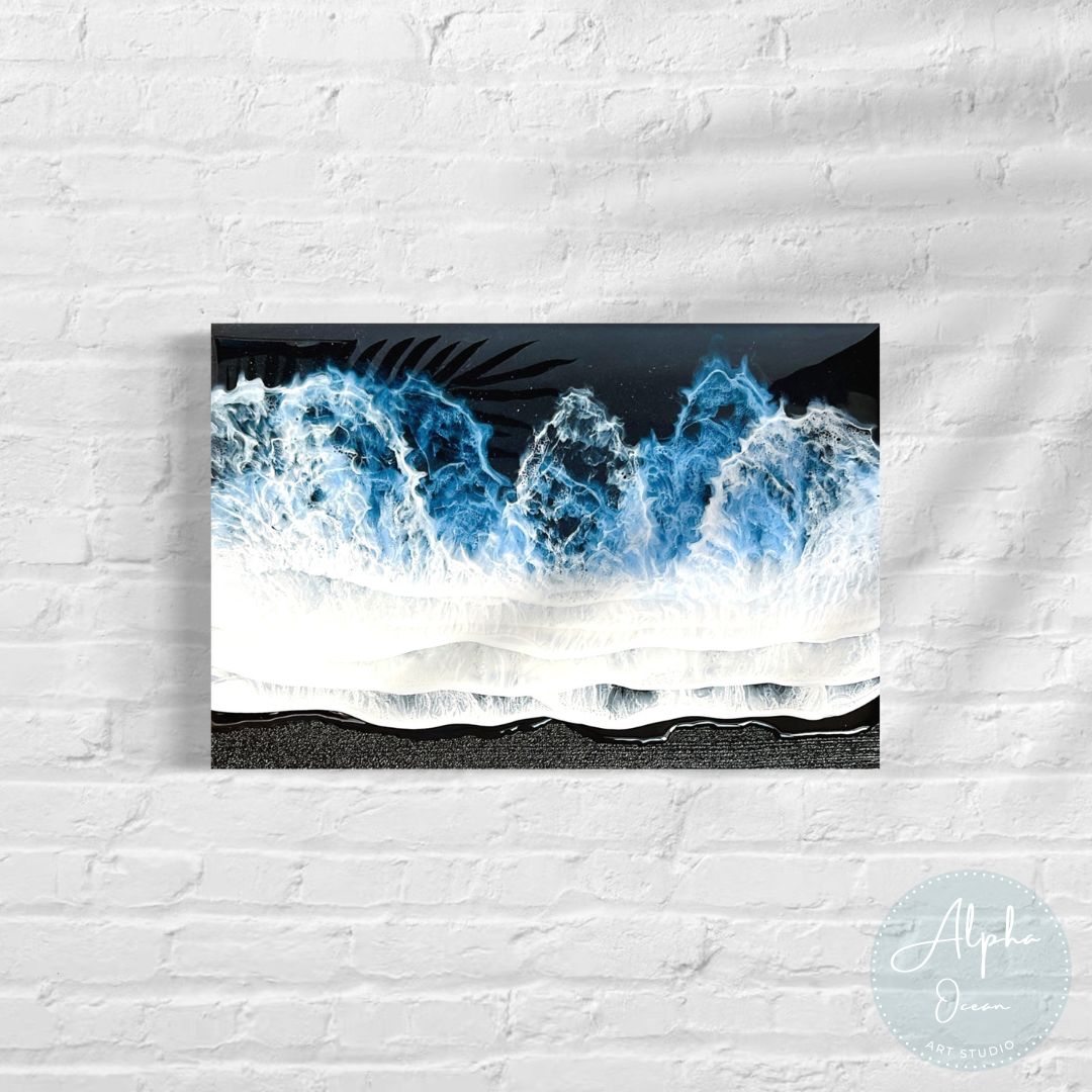 【受注制作品】【ブラックオーシャン】木製パネル A4〜A1、ワイドパネル 海レジンアート