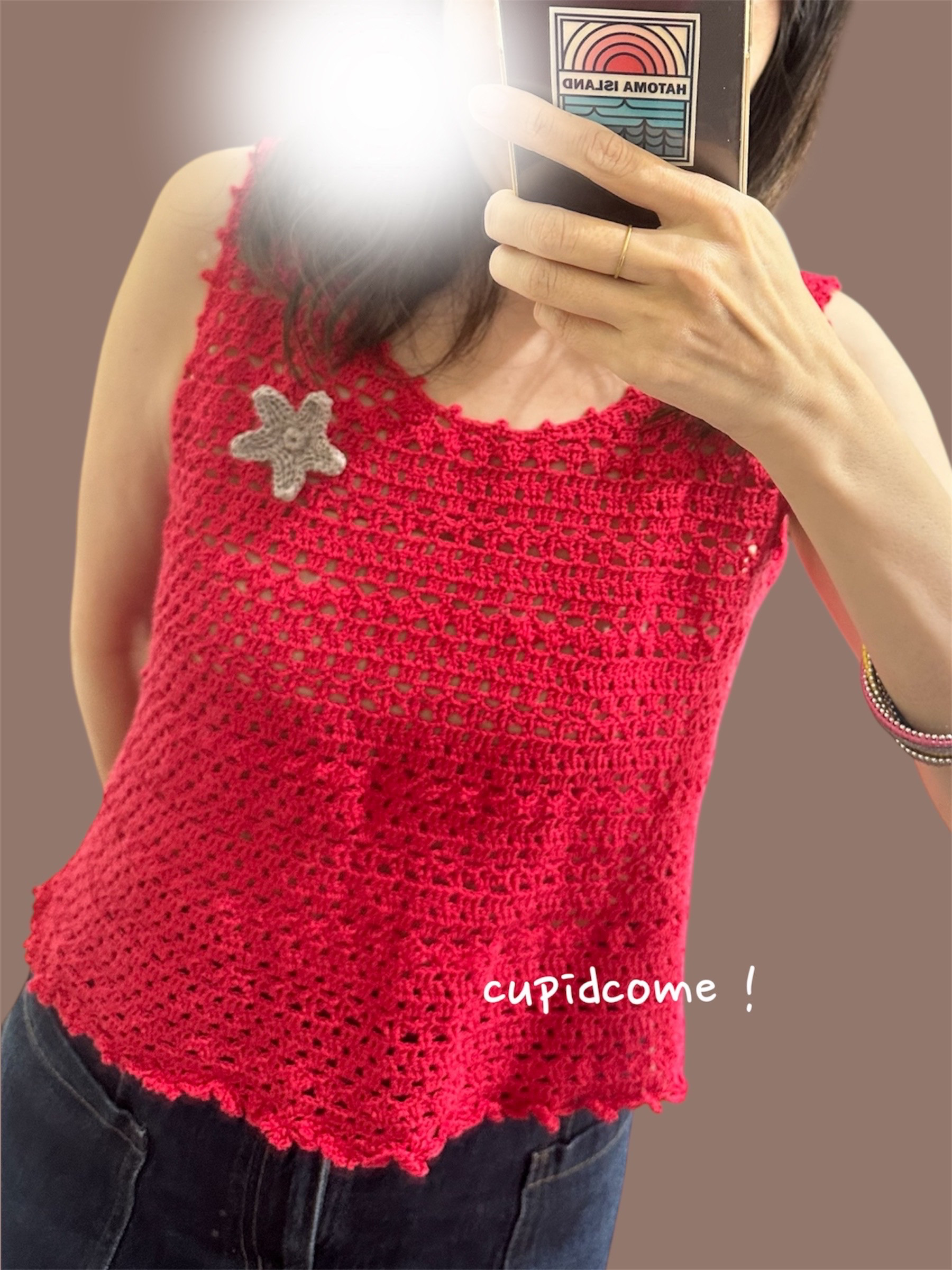 No.220 コットン糸で編んだタンクトップ・ノースリーブ