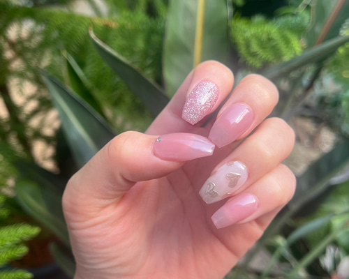 ネイルチップ オーダー マグネット ミラー ぷっくりハート メタルリボン 韓国 ネイルチップ オーダー マグネット ミラー ぷっくりハート メタル