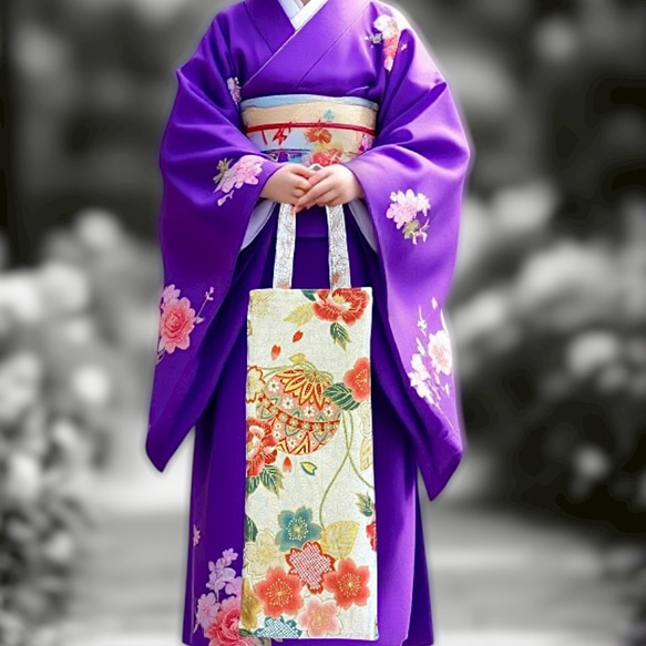 送料無料】七五三 3歳 7歳 女の子 大正ロマン 千歳飴袋 春の舞【一点物