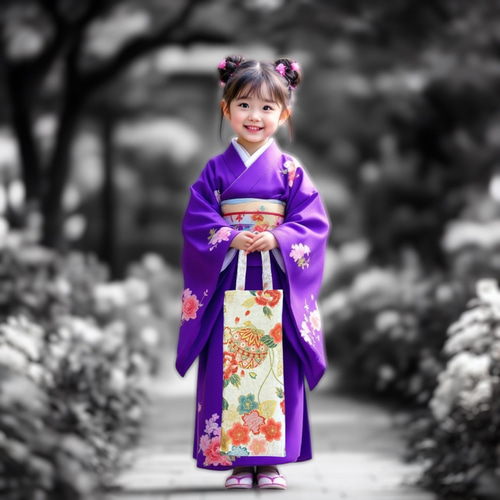 送料無料】七五三 3歳 7歳 女の子 大正ロマン 千歳飴袋 春の舞【一点物