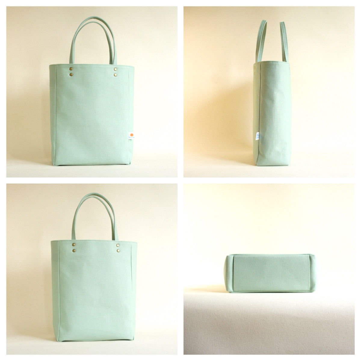 ”人気バッグ2点セット” PVCのスクエアサコッシュ（グレー）と帆布のペーパーバッグトート（ペールグリーン）《受注制作》