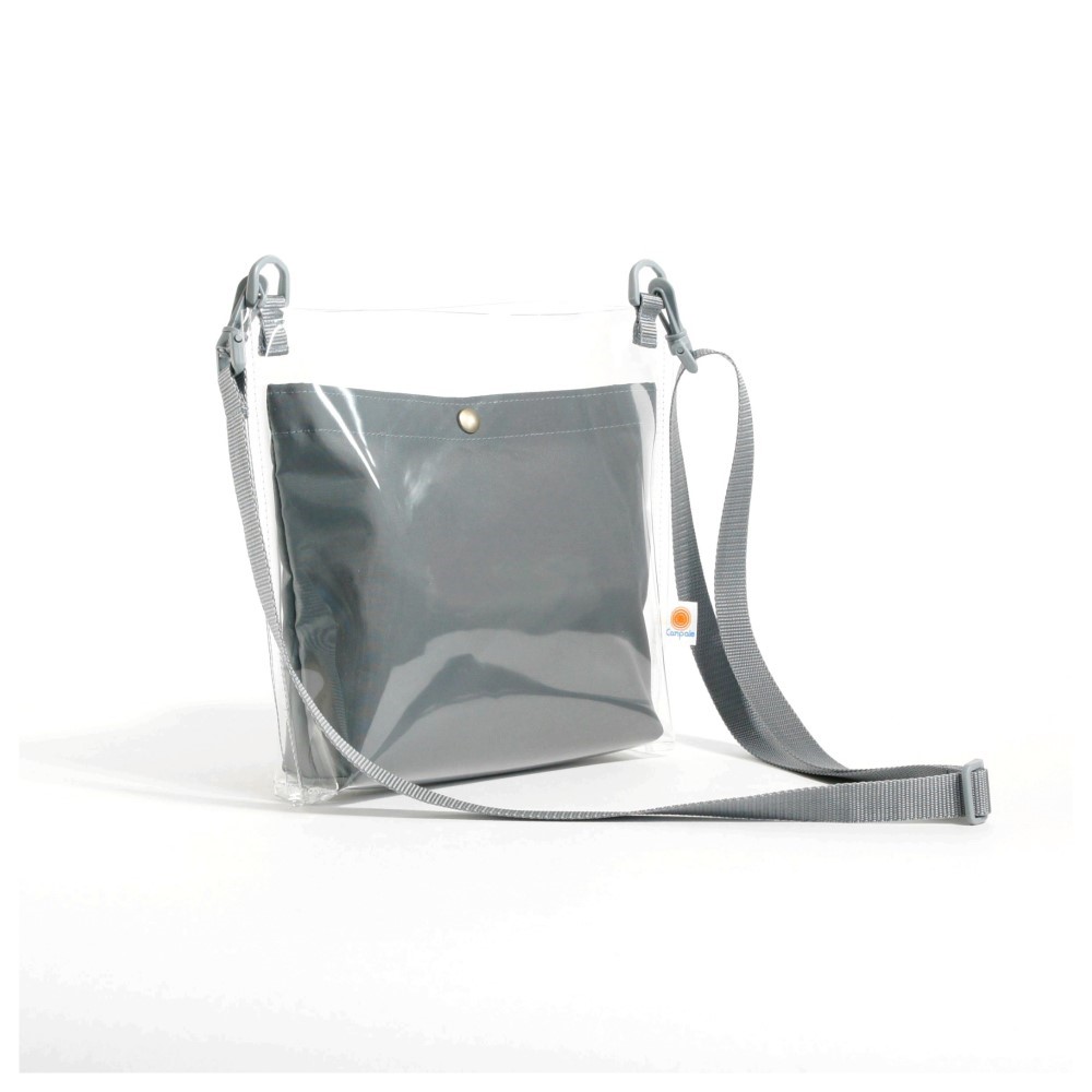 ”人気バッグ2点セット” PVCのスクエアサコッシュ（グレー）と帆布のペーパーバッグトート（ペールグリーン）《受注制作》