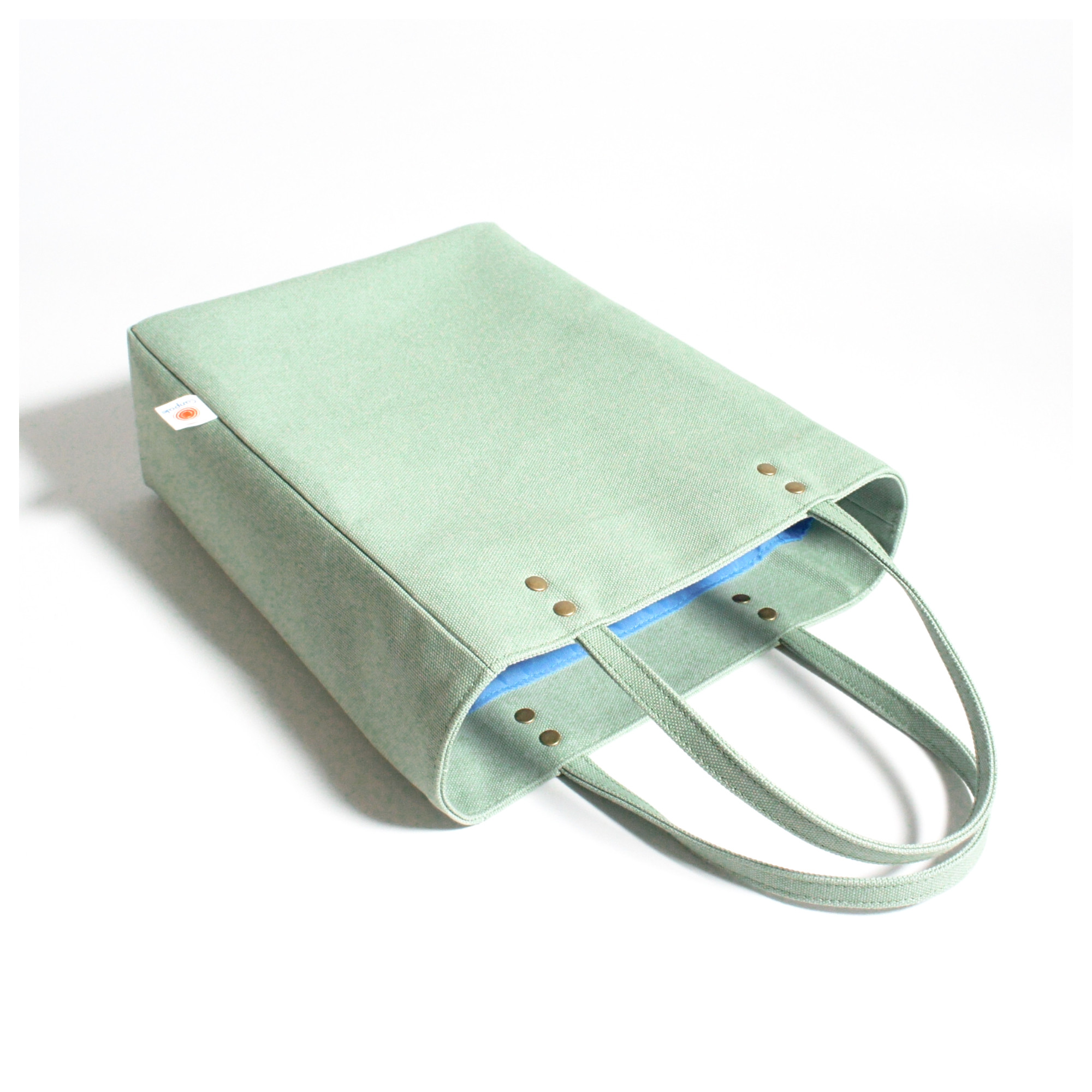 ”人気バッグ2点セット” PVCのスクエアサコッシュ（グレー）と帆布のペーパーバッグトート（ペールグリーン）《受注制作》