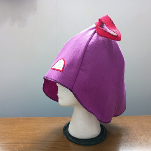 サウナハット・紫“持ち手が赤” ハット コーヒー豆ペンギンとサウナと