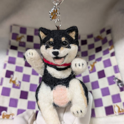 柴犬　羊毛　羊毛フェルト　ハンドメイド　黒柴　キーホルダー ed974150e5f7be069e16ea0caf0f70