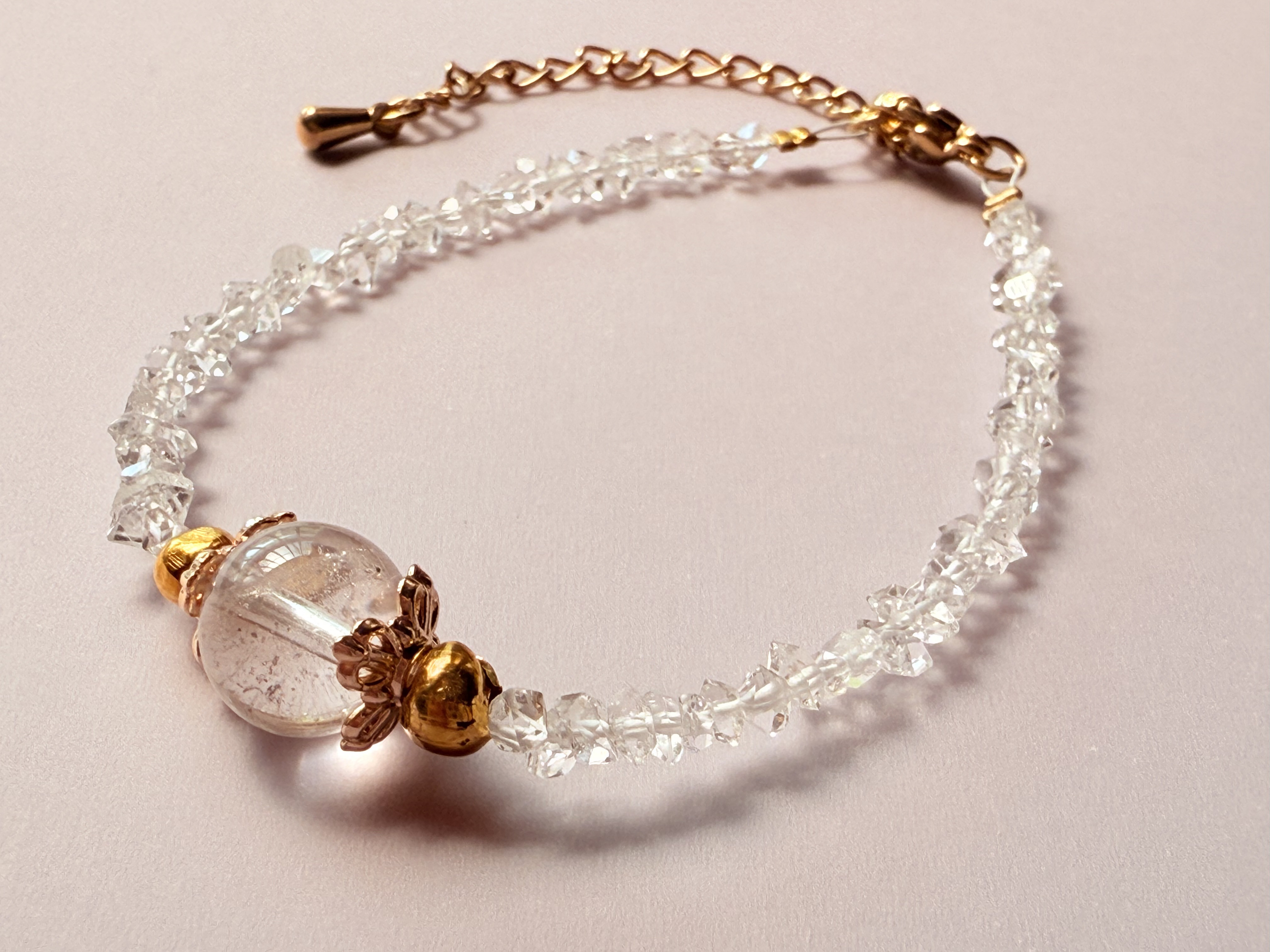 女性が輝くための天然石ハーキマーダイヤモンド華奢ブレスレット 5,236円