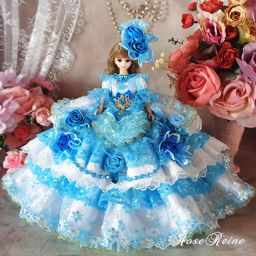 ベルサイユの薔薇 ブルーローズ煌めきのボリュームドールドレス XmasSale】ベルサイユの薔薇 華やかなブルーローズ煌めきのボリューム