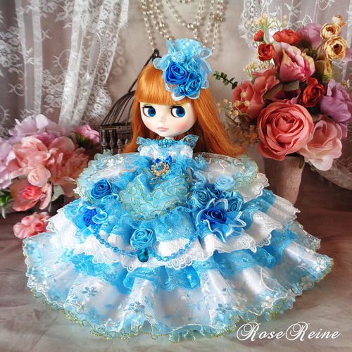 ゆっこ様ハンドメイド♡♡薔薇フリルツイン ブルー XS-Lサイズあり【SETTAN/セッタン】フラワープリント/ ティアード
