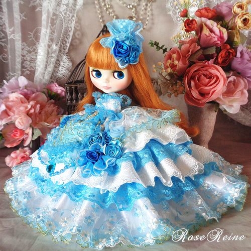 ベルサイユの薔薇 華やかなブルーローズ煌めきのボリュームフリル