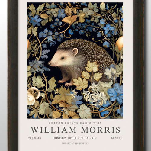15701□ポスター アート 『ウィリアム・モリス ハリネズミ』北欧 A3