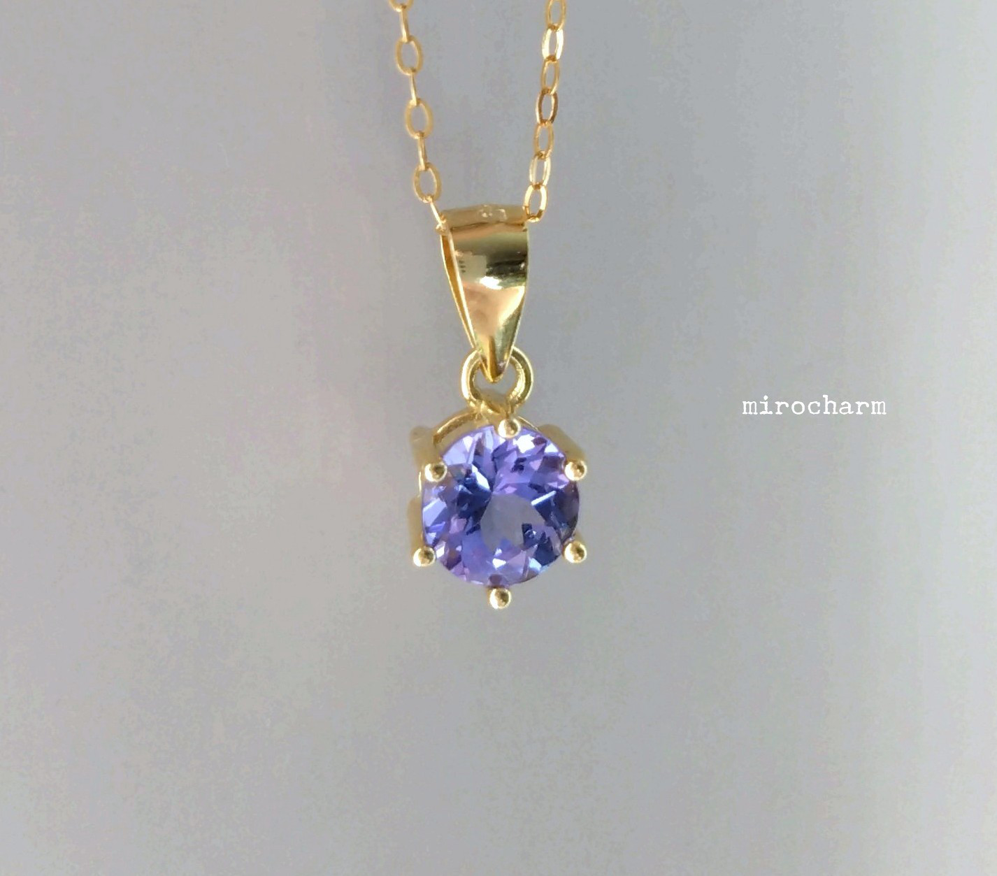 ＊天然タンザナイト＊シンプルひとつぶネックレス -Summer Blue Tanzanite-