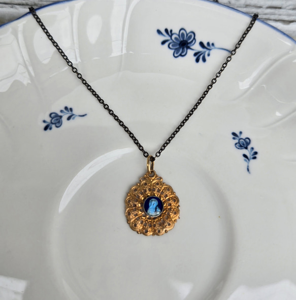 七宝のアンティークパーツネックレス（フランス製のパーツ