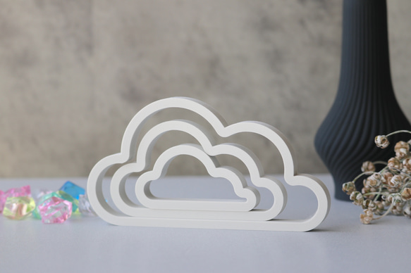 インテリアオブジェ　雲（アウトライン）　大中小３点セット 2枚目の画像