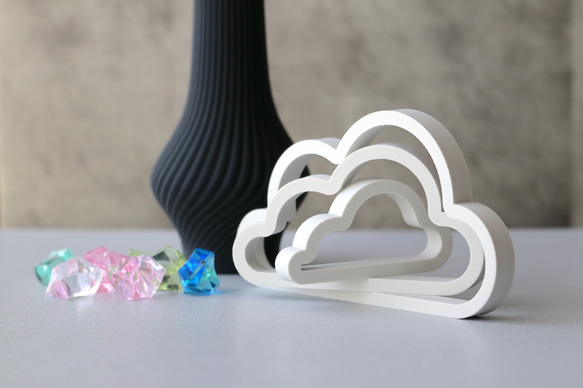 インテリアオブジェ　雲（アウトライン）　大中小３点セット 3枚目の画像
