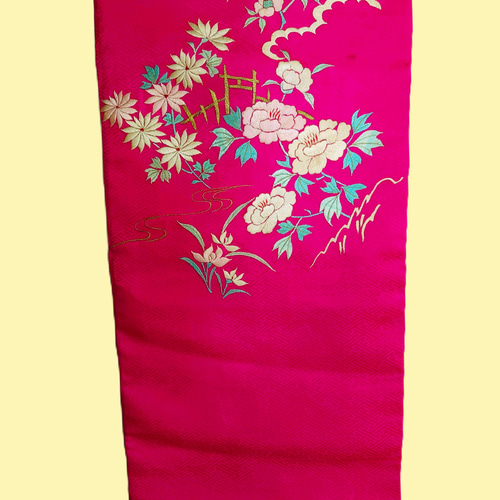 名古屋帯 アンティーク帯 ピンク 刺繍 可愛い 花柄 華柄 NO-425 帯 アンティーク 花柄刺繍 ピンク 名古屋帯 夏帯 絽(ろ) - メルカリ