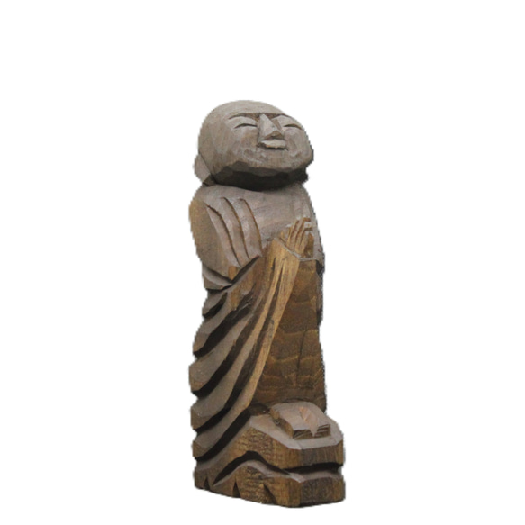 銀製 仏像彫刻 円筒形　アンティーク 自刻像（善財童子 16cm jk7001） 仏像 円空仏 摸刻 木彫 彫刻 円空工房