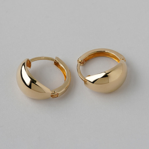 K18フープピアス 中折れ式 18金 7mm×14mm ドロップ 月甲 18k イエロー