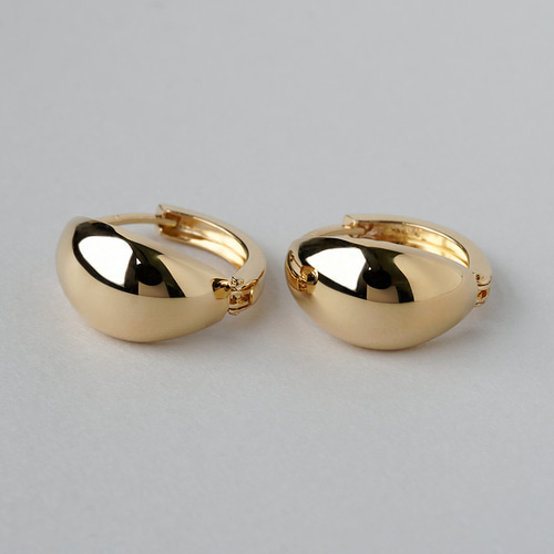 K18フープピアス 中折れ式 18金 7mm×14mm ドロップ 月甲 18k イエロー