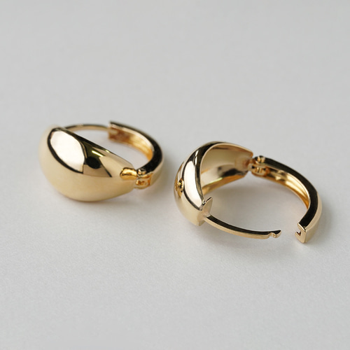 K18フープピアス 中折れ式 18金 7mm×14mm ドロップ 月甲 18k イエロー