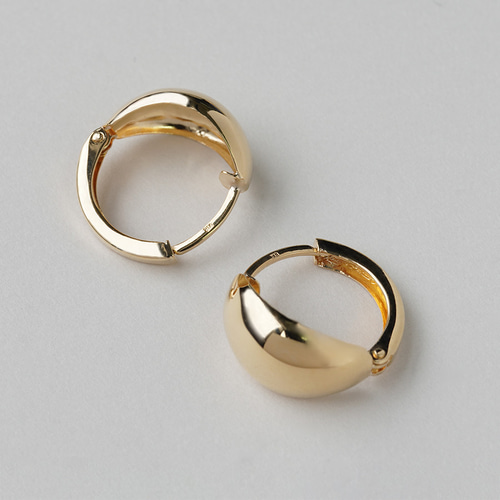 K18フープピアス 中折れ式 18金 7mm×14mm ドロップ 月甲 18k イエロー