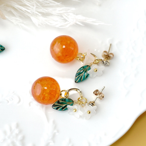 ジューシーオレンジ(推し活オレンジ) ピアス&イヤリング ピアス