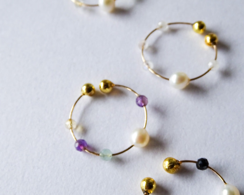 etoile douce 】 天然石の惑星 2way イヤーカフ リング イヤーカフ