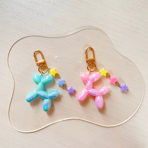 No.85【キーホルダー】✧バルーンドッグ✧《ビーズ かわいい