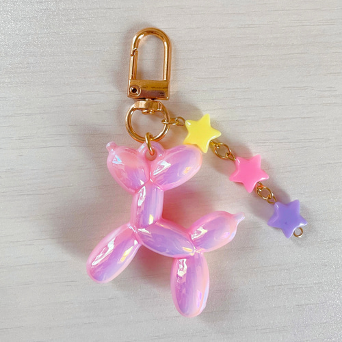 No.85【キーホルダー】✧バルーンドッグ✧《ビーズ かわいい