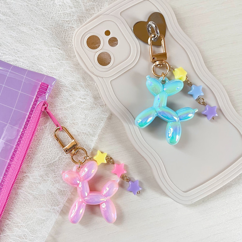 No.85【キーホルダー】✧バルーンドッグ✧《ビーズ かわいい