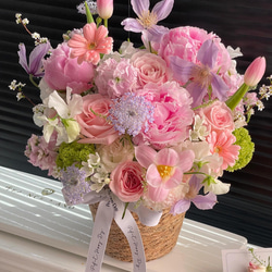 ゆらですページ 計56本　母の日　花束 母の日ギフト2025 ピンクと紫の優雅な花束 - 感謝を込めた